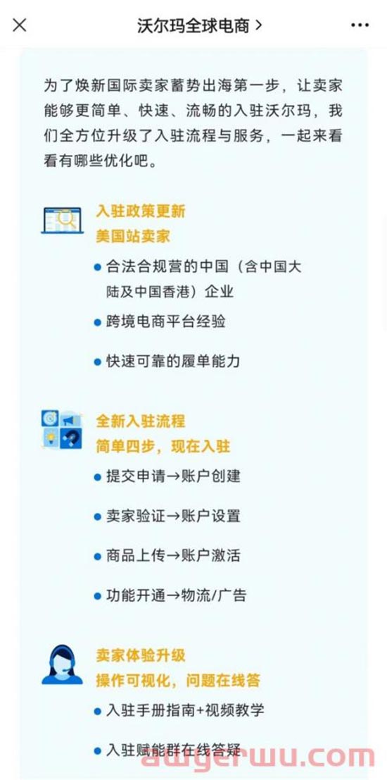 沃尔玛电商平台升级入驻流程，更新品类佣金！ 第1张
