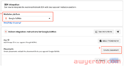 使用 Google Mediation 的 Facebook Meta 受众网络集成 第5张