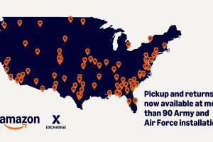 Amazon partnership with military bases for pickup and returns across US