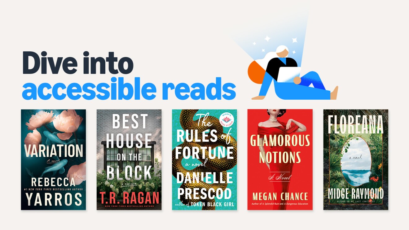 Collection of five novel covers under 'Dive into accessible reads' heading