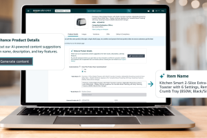 Amazon Seller Central interface showcasing AI-powered product detail enhancement